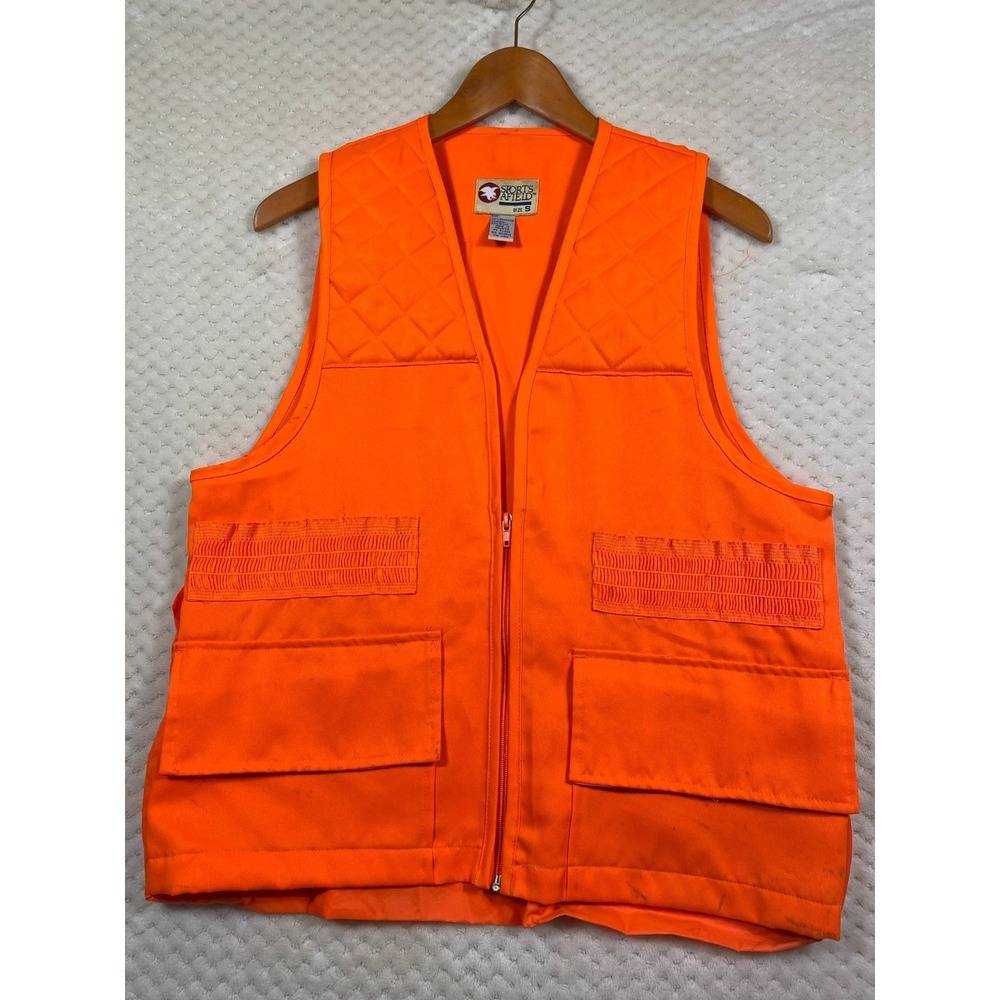 Sports Afield Men's Small Blaze Orange Hunting Vest Full Zip Safety Pockets
